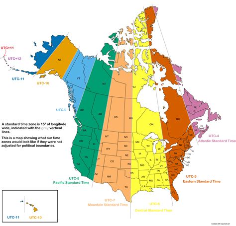 USA and Canada Time Zones Map live .
